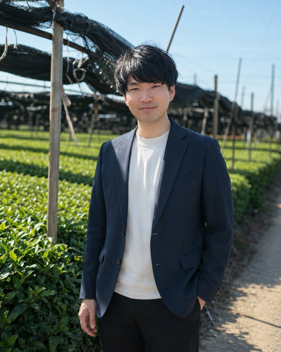 NOX — Japan-based matcha sourcing operator, at a tea farm in Nishio